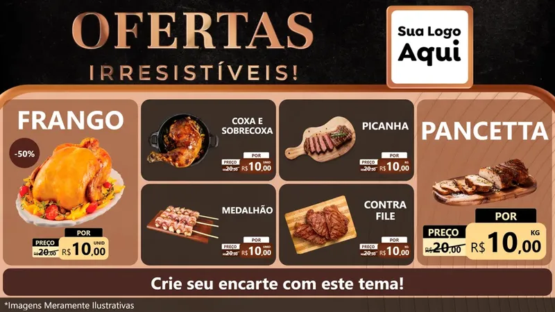 Modelo de TV para TV Horizontal com o tema Ofertas Irresistíveis! para Assados