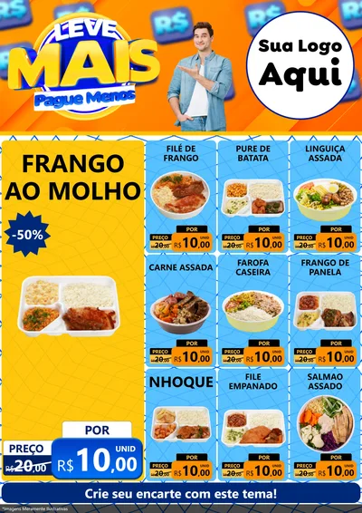 Modelo de Encarte para Encarte A4 Vertical com o tema Leve Mais, Pague Menos para Restaurante