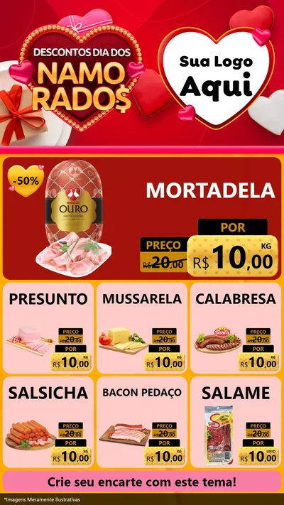 Modelo de Rede Social para Stories com o tema Descontos Dia dos Namorados para Frios e Laticínios