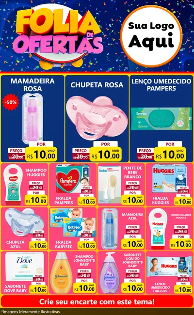 Modelo de Encarte para Encarte Grande com o tema Folia de Ofertas para Bebês