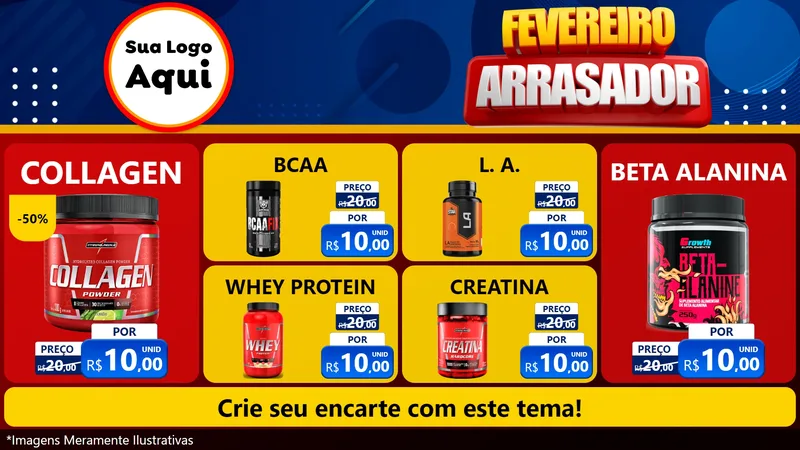 Modelo de TV para TV Horizontal com o tema Fevereiro Arrasador para Suplementos alimentares