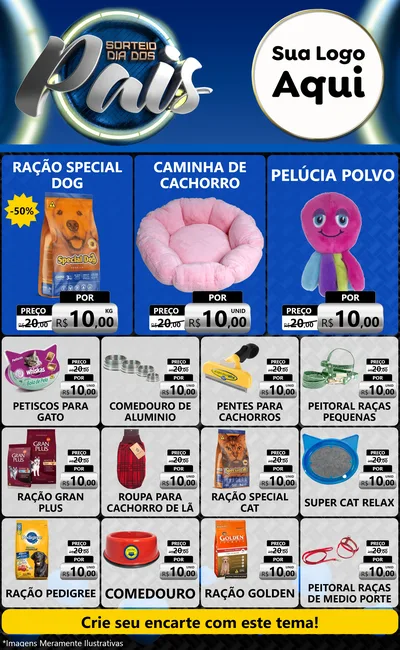 Modelo de Encarte para Encarte Grande com o tema Sorteio Dia Dos Pais para Pet Shop