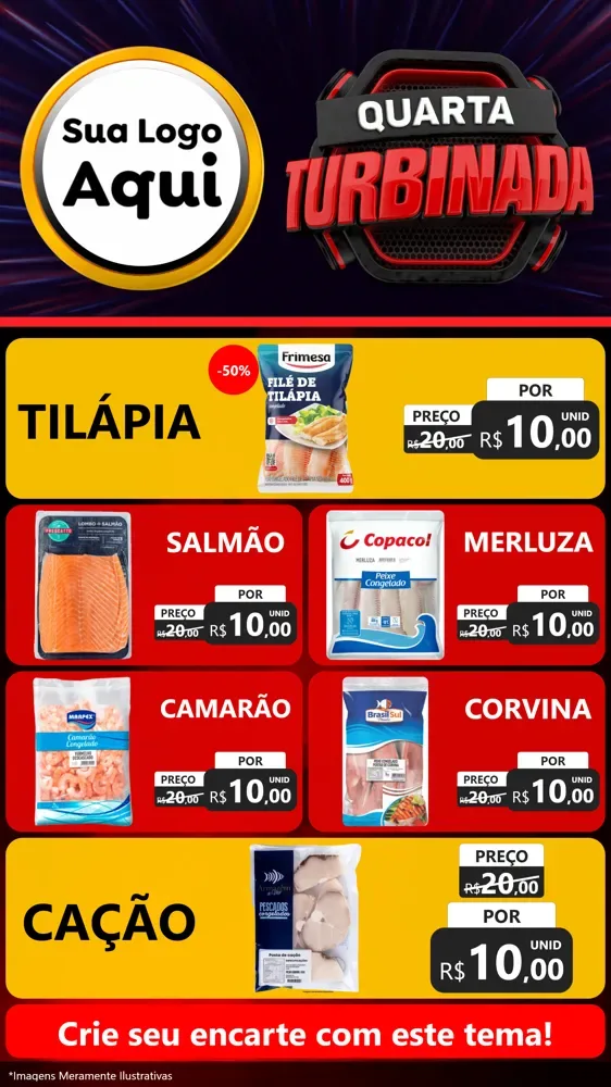Modelo de TV para TV Vertical com o tema Quarta Turbinada para Peixaria