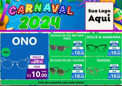 Modelo de Encarte para Encarte A4 Horizontal com o tema Carnaval 2027 para Óticas