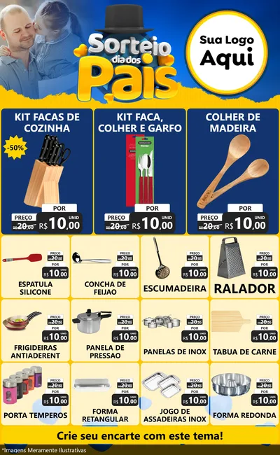 Modelo de Encarte para Encarte Grande com o tema Sorteio Dia Dos Pais para Utilidades Domésticas