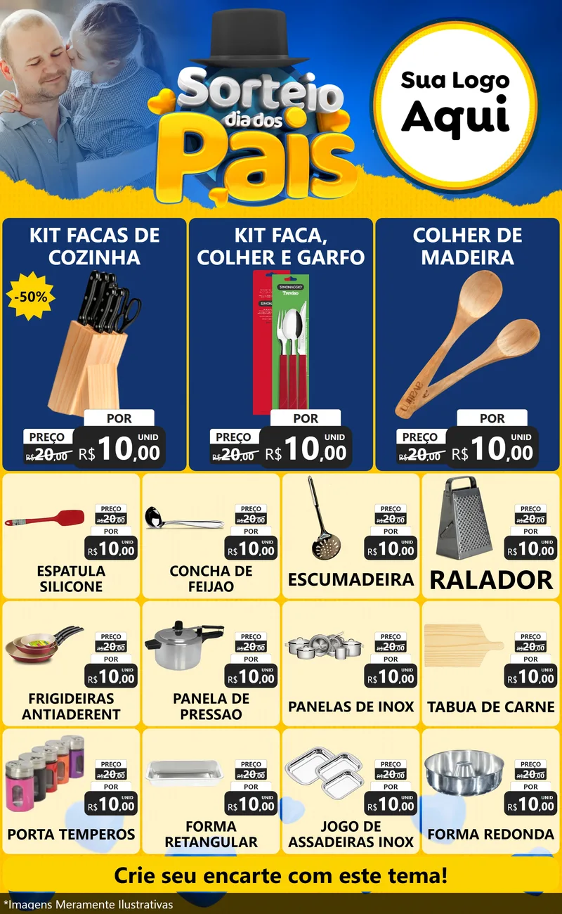Modelo de Encarte para Encarte Grande com o tema Sorteio Dia Dos Pais para Utilidades Domésticas