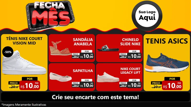 Modelo de TV para TV Horizontal com o tema Fecha Mês para Calçados