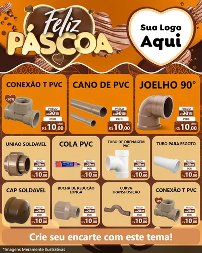 Modelo de Rede Social para Feed Instagram com o tema Feliz Páscoa para Tubos e conexões