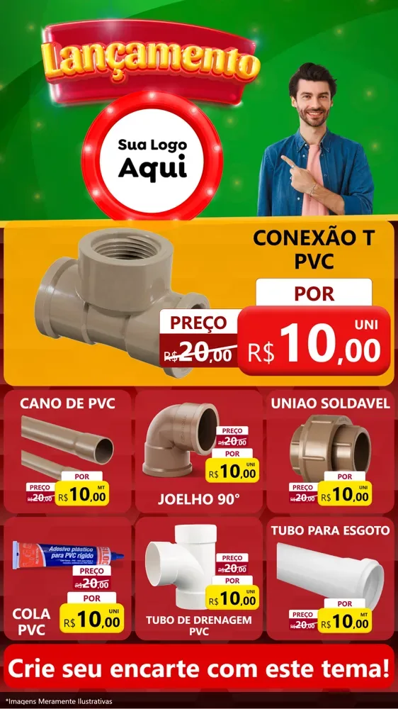 Modelo de Rede Social para Stories com o tema Lançamento para Tubos e conexões