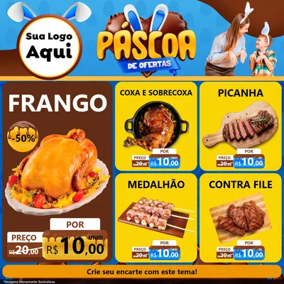 Modelo de Rede Social para Feed Facebook com o tema Páscoa de Ofertas para Assados