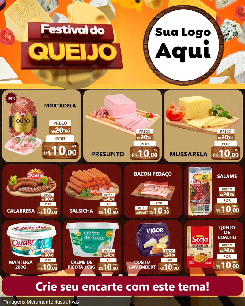Modelo de Rede Social para Feed Instagram com o tema Festival do Queijo para Frios e Laticínios
