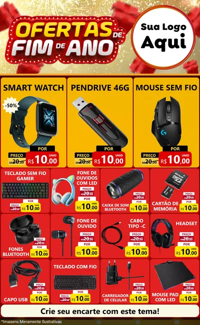 Modelo de Encarte para Encarte Grande com o tema Ofertas de Fim de Ano para Informática