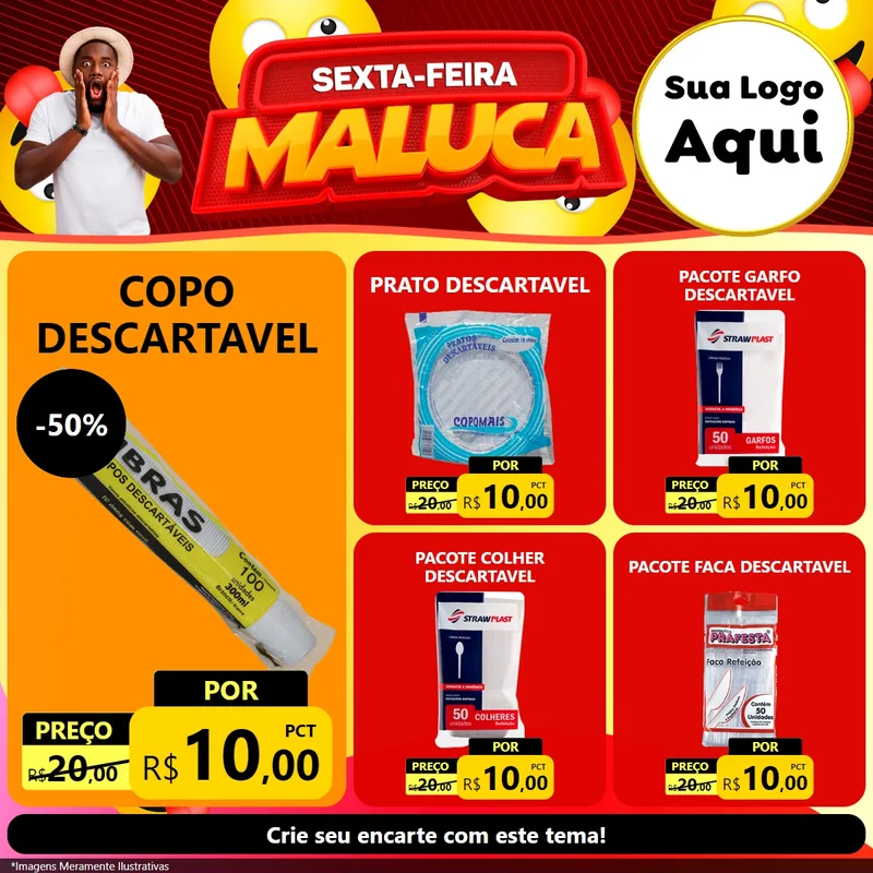 Modelo de Rede Social para Feed Facebook com o tema Sexta-feira Maluca para Embalagens