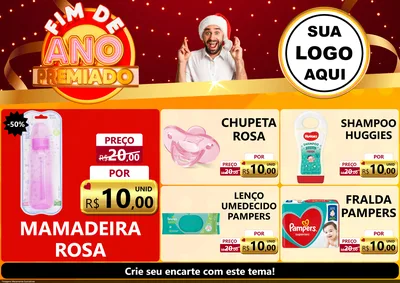 Modelo de Encarte para Encarte A4 Horizontal com o tema Fim de Ano Premiado para Bebês