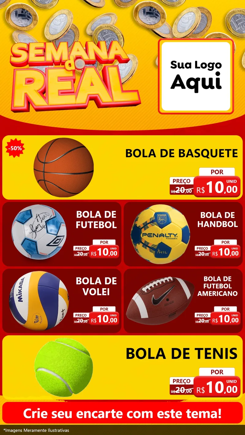 Modelo de TV para TV Vertical com o tema Semana do Real para Artigos Esportivos