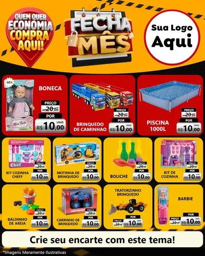 Modelo de Rede Social para Feed Instagram com o tema Fecha Mês para Brinquedos