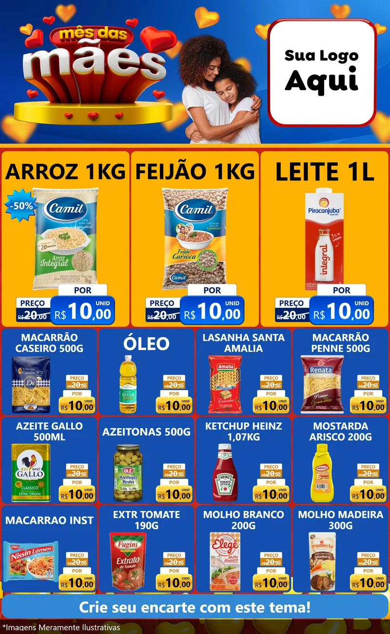 Modelo de Encarte para Encarte Grande com o tema Mês das Mães para Supermercado