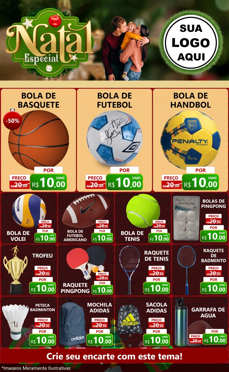 Modelo de Encarte para Encarte Grande com o tema Natal Especial para Artigos Esportivos