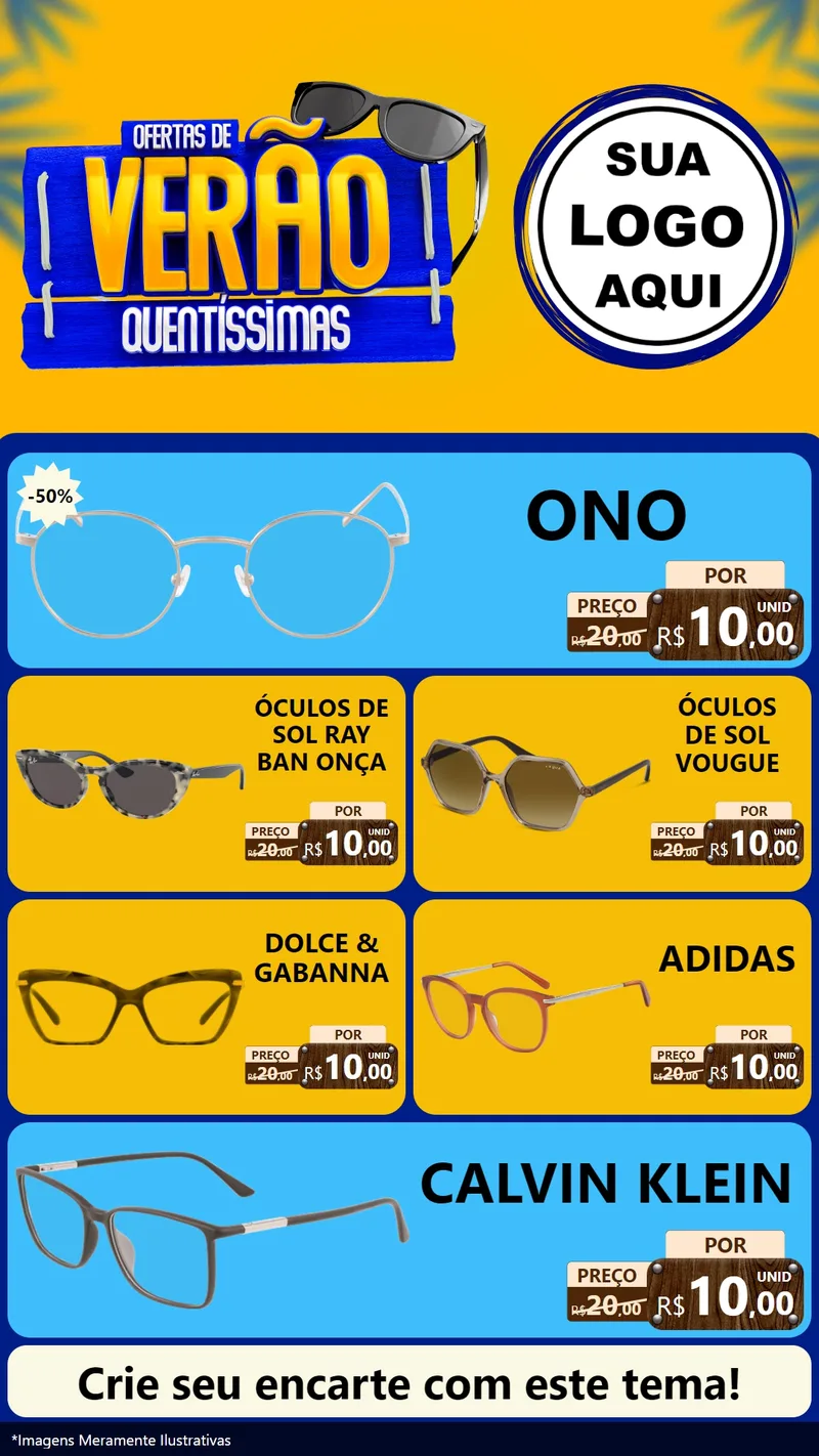 Modelo de TV para TV Vertical com o tema Ofertas de Verão Quentíssimas para Óticas