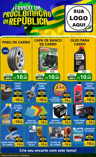 Modelo de Encarte para Encarte Grande com o tema Feriado da Proclamação da República para Auto peças