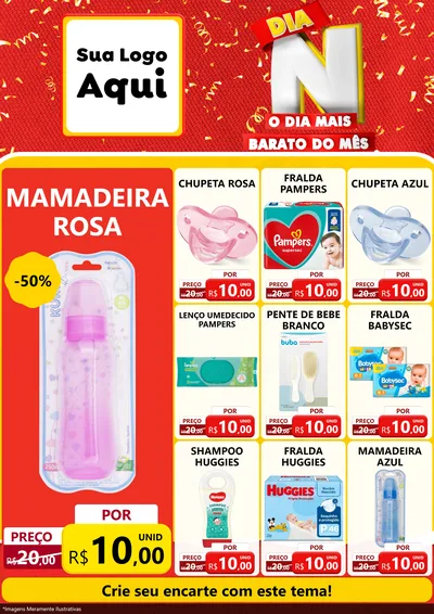 Modelo de Encarte para Encarte A4 Vertical com o tema Dia N o Dia Mais Barato do Mês para Bebês