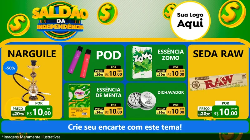 Modelo de TV para TV Horizontal com o tema Saldão da Indepêndencia para Tabacaria
