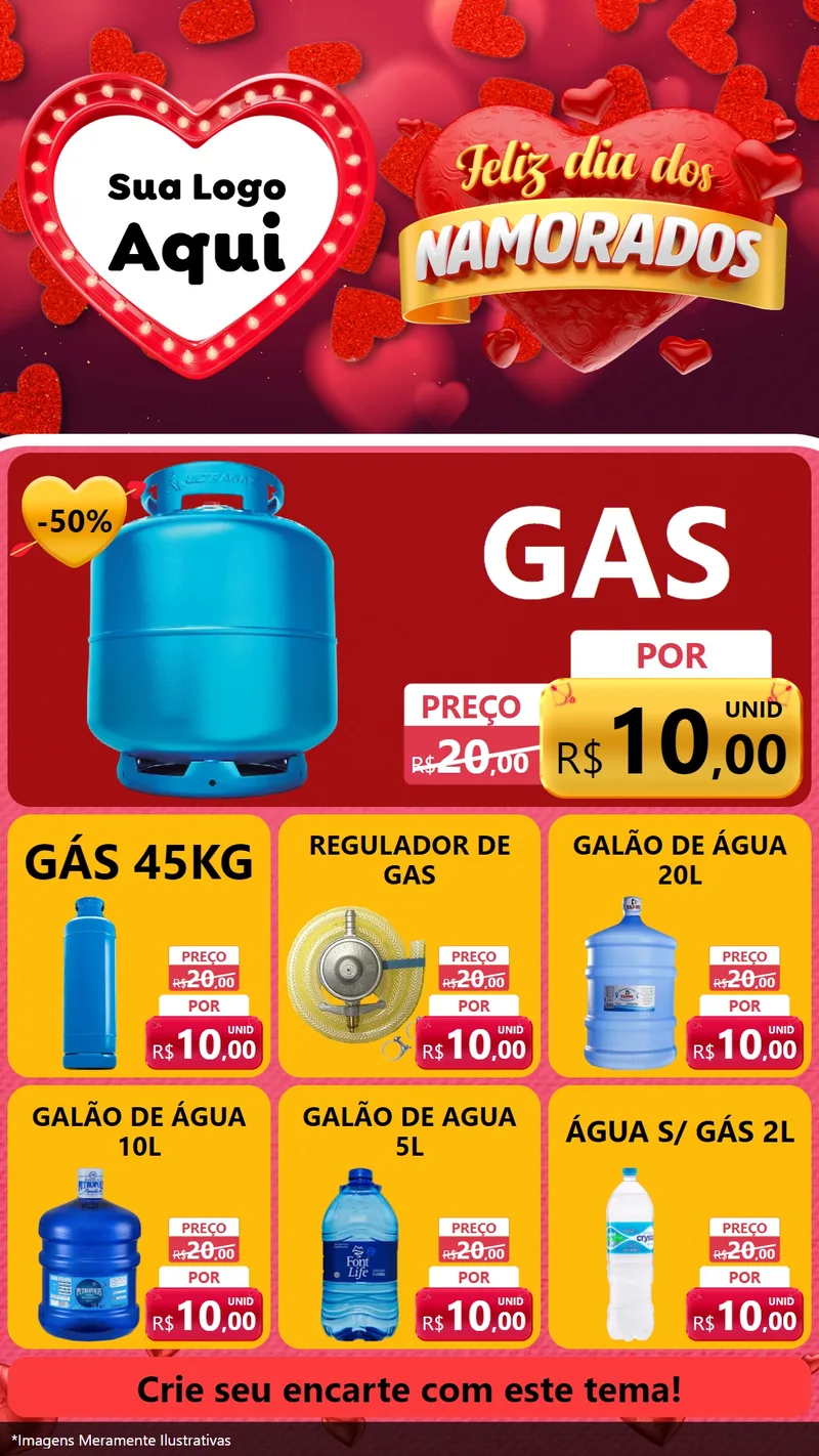 Modelo de Rede Social para Stories com o tema Feliz Dia Dos Namorados para Água e gás