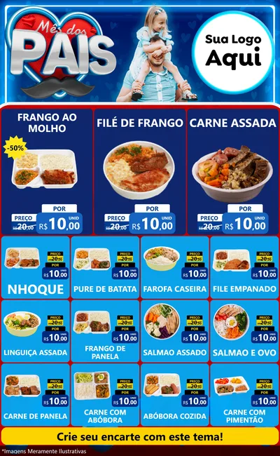 Modelo de Encarte para Encarte Grande com o tema Mês Dos Pais para Restaurante