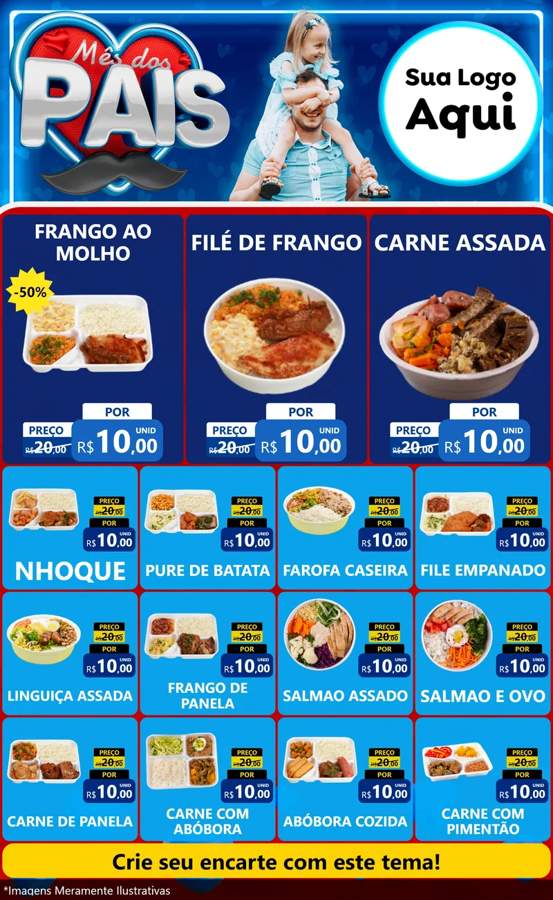 Modelo de Encarte para Encarte Grande com o tema Mês Dos Pais para Restaurante