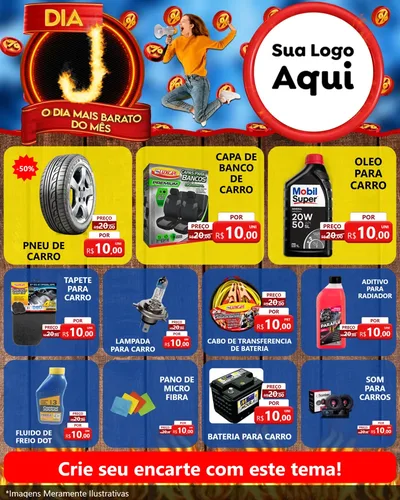 Modelo de Rede Social para Feed Instagram com o tema Dia J - O Dia Mais Barato Do Mês para Auto peças