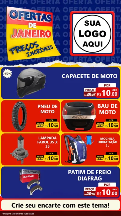Modelo de TV para TV Vertical com o tema Ofertas de Janeiro - Preços Incríveis para Moto peças