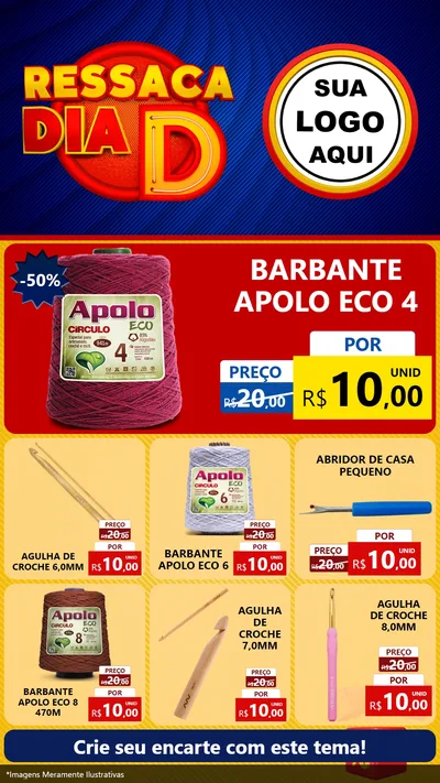 Modelo de Rede Social para Stories com o tema Ressaca Dia D para Armarinho e Aviamentos