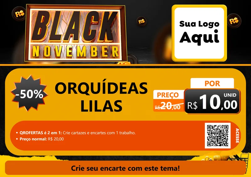 Modelo de Cartaz para Cartaz A4 Horizontal com o tema Black November para Floricultura e jardim