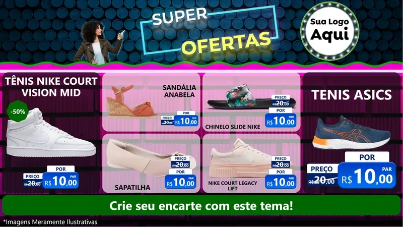 Modelo de TV para TV Horizontal com o tema Super Ofertas para Calçados
