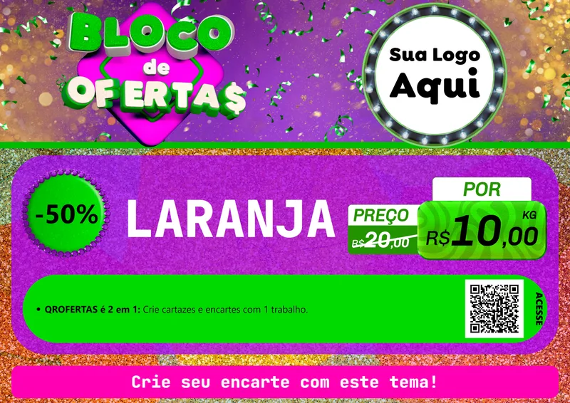 Modelo de Cartaz para Cartaz A4 Horizontal com o tema Bloco de Ofertas para Hortifrúti