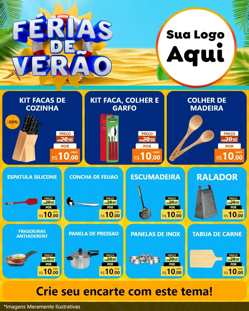 Modelo de Rede Social para Feed Instagram com o tema Férias de Verão para Utilidades Domésticas