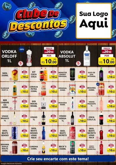 Modelo de Encarte para Encarte A4 Vertical com o tema Clube de Descontos para Distribuidora de bebidas