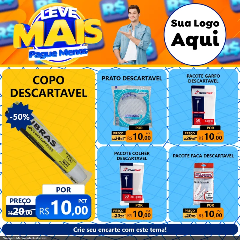 Modelo de Rede Social para Feed Facebook com o tema Leve Mais, Pague Menos para Embalagens