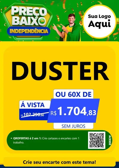 Modelo de Cartaz para Cartaz A4 Vertical com o tema Preço Baixo de Independência para Concessionaria de Carros
