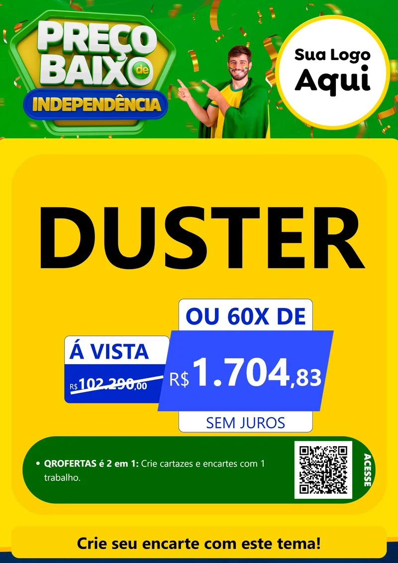 Modelo de Cartaz para Cartaz A4 Vertical com o tema Preço Baixo de Independência para Concessionaria de Carros