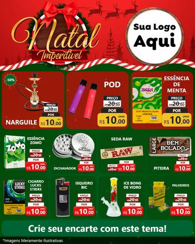 Modelo de Rede Social para Feed Instagram com o tema Natal Imperdível para Tabacaria