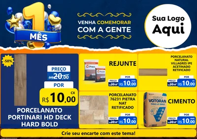 Modelo de Encarte para Encarte A4 Horizontal com o tema Um Mês de Aniversário para Pisos e revestimentos