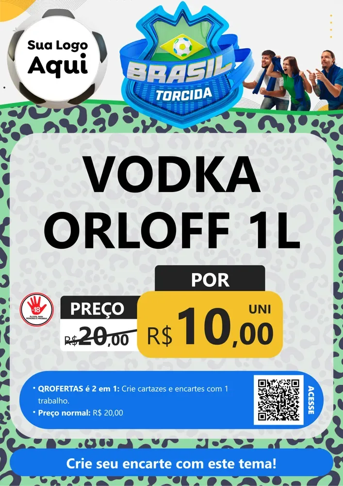 Modelo de Cartaz para Cartaz A4 Vertical com o tema Brasil Torcida - Copa para Distribuidora de bebidas
