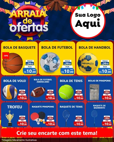 Modelo de Rede Social para Feed Instagram com o tema Arraiá de Ofertas para Artigos Esportivos