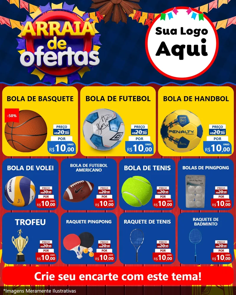 Modelo de Rede Social para Feed Instagram com o tema Arraiá de Ofertas para Artigos Esportivos