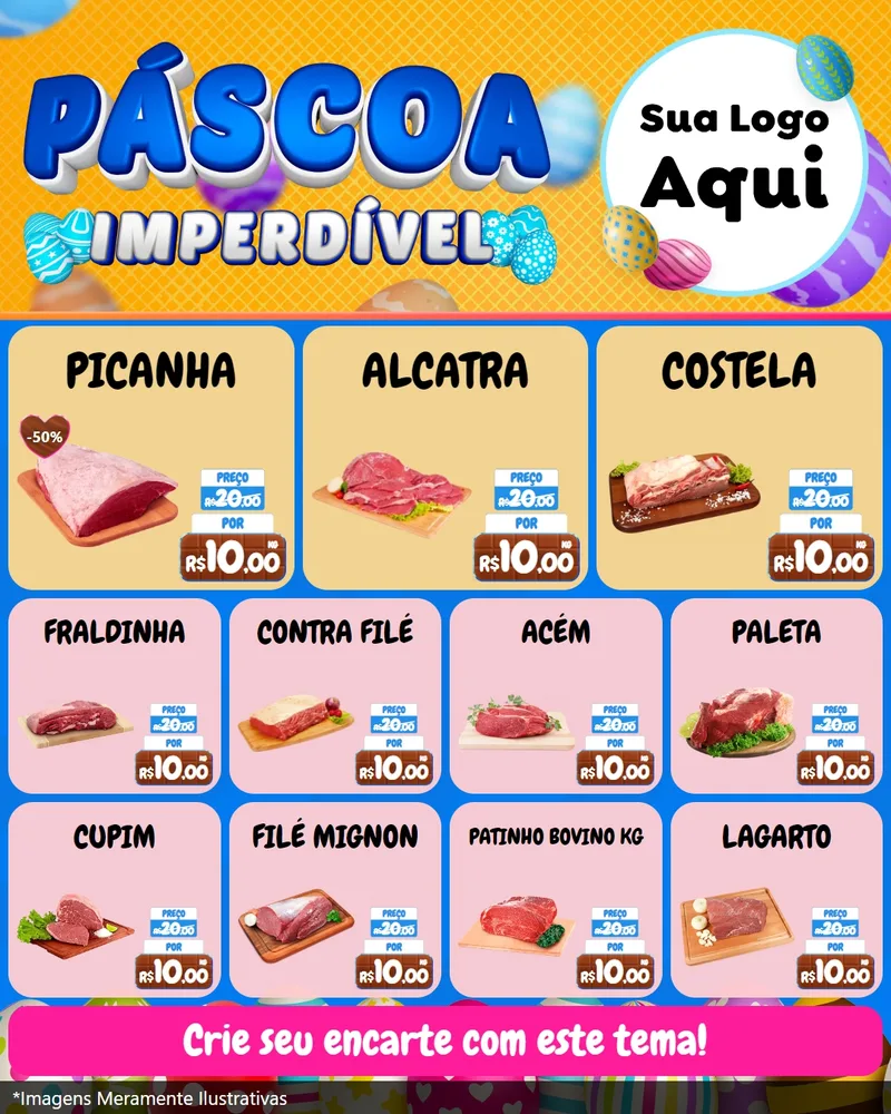 Modelo de Rede Social para Feed Instagram com o tema Páscoa Imperdível para Açougue