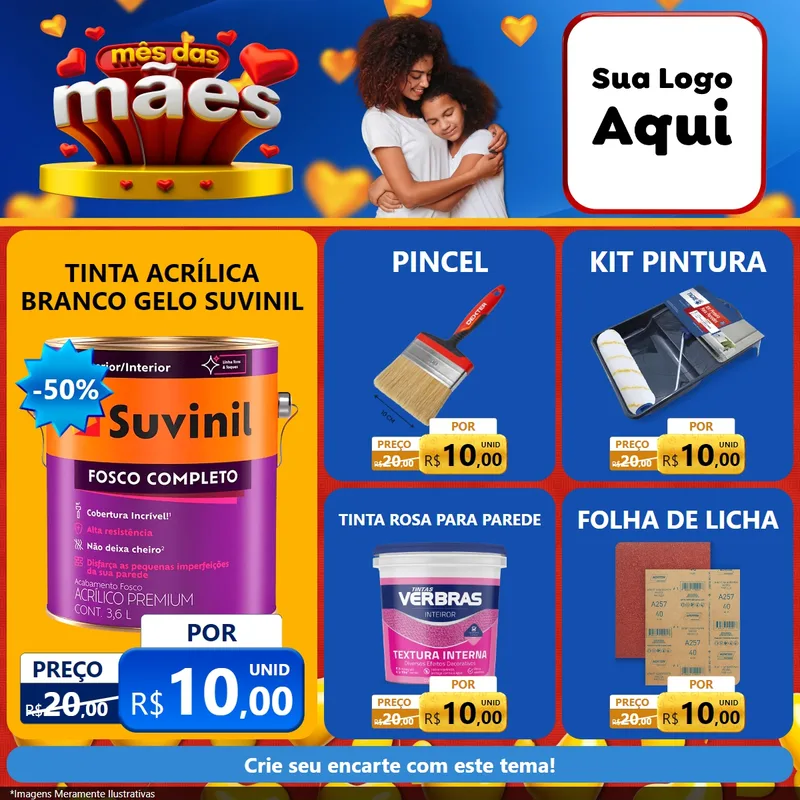 Modelo de Rede Social para Feed Facebook com o tema Mês das Mães para Tintas e Ferramentas