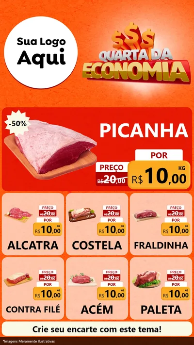 Modelo de Rede Social para Stories com o tema Quarta da Economia para Açougue