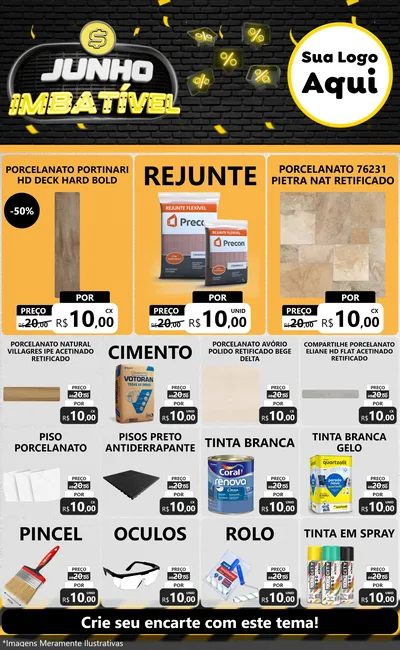 Modelo de Encarte para Encarte Grande com o tema Junho Imbatível para Pisos e revestimentos