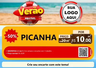Modelo de Cartaz para Cartaz A4 Horizontal com o tema Verão Imbatível para Açougue